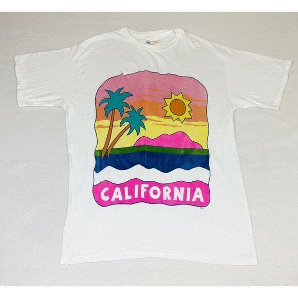 Vintage 90s California One Size Sleep Shirt Gown Beach Tourist Single Stitch - Picture 2 of 10